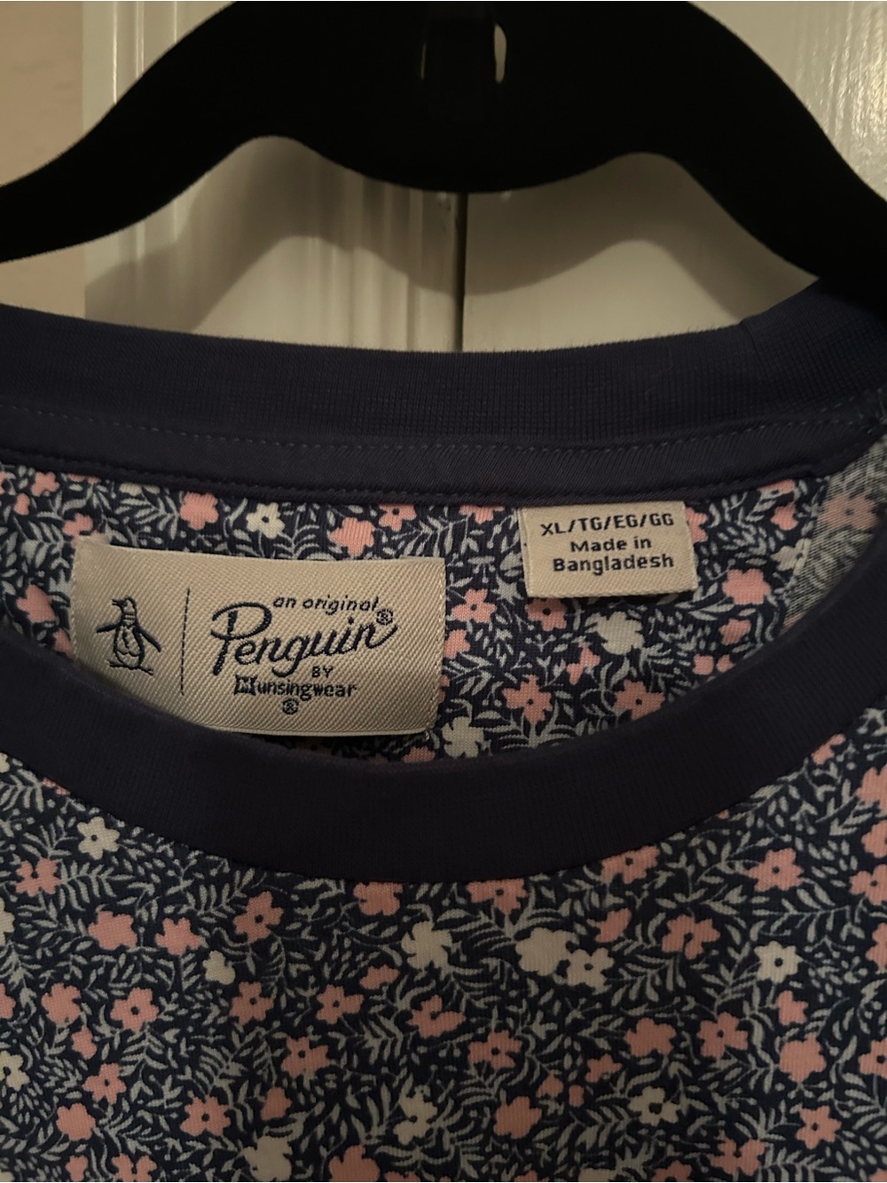 Original Penguin Floral Crewneck Top in Navy and Pink